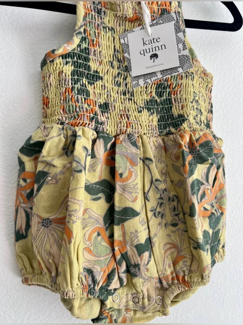kate quinn Floral Smocked Baby Bubble Romper